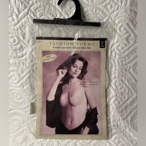 Vintage Fashion Forms French Lace Fabric Adhesive Body Bra  C Cup black